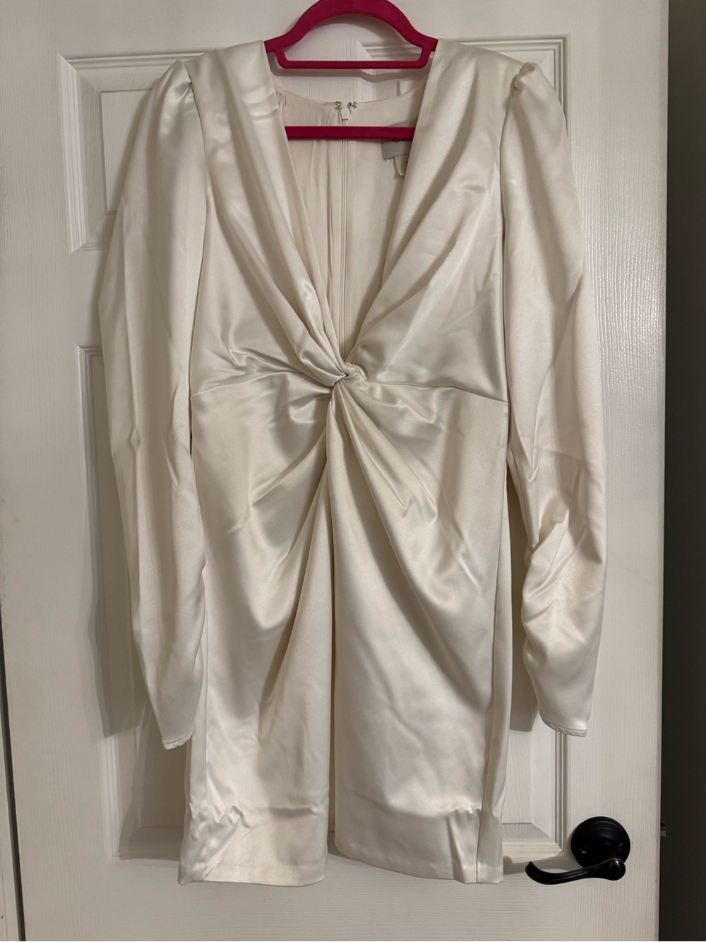BHLDN Maya Ivory Long-Sleeve Satin Mini Dress